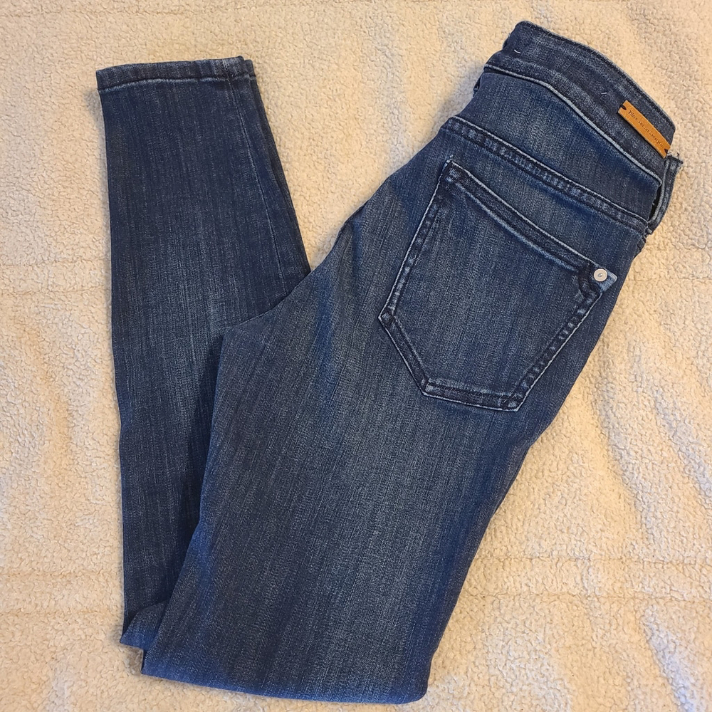 Anthropologie Pilcro Letterpress Blue Denim Skinny Jean Hi Rise Legging Sz 27